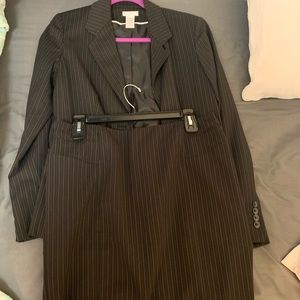 Black Striped Suit Jacket and Skirt